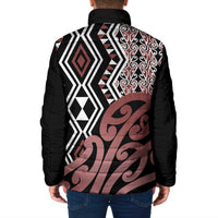 New Zealand Padded Jacket Aotearoa Kowhaiwhai Mix Taniko Art - Polynesian Pride