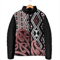 New Zealand Padded Jacket Aotearoa Kowhaiwhai Mix Taniko Art - Polynesian Pride