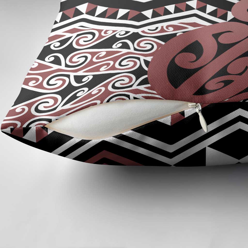 New Zealand Pillow Cover Aotearoa Kowhaiwhai Mix Taniko Art - Polynesian Pride