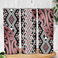 New Zealand Skinny Tumbler Aotearoa Kowhaiwhai Mix Taniko Art - Brown LT14 - Polynesian Pride