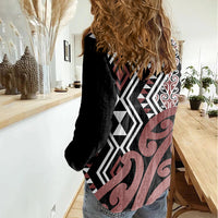 New Zealand Women Casual Shirt - Aotearoa Kowhaiwhai Mix Taniko Art LT14 - Polynesian Pride