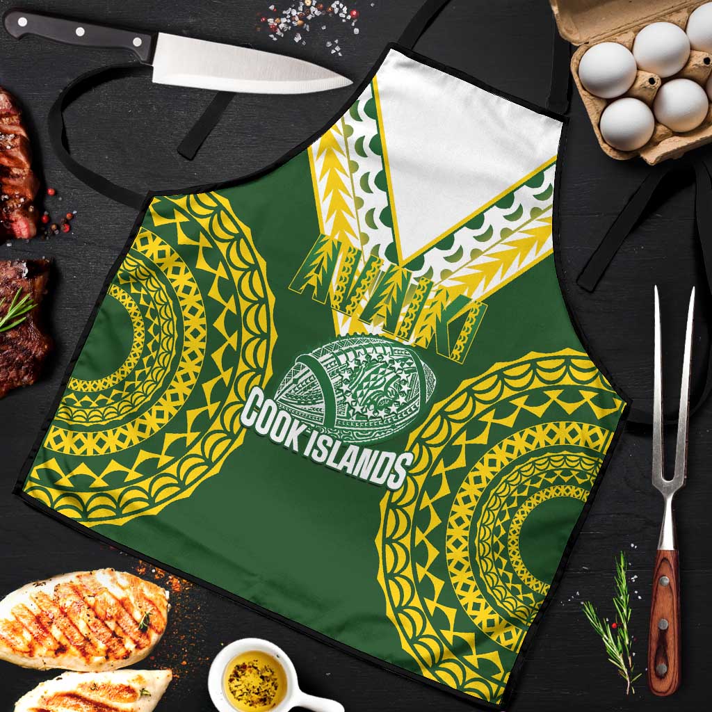 Avaiki Cook Islands Rugby Apron Kuki Airani Tatau Green - Polynesian Pride