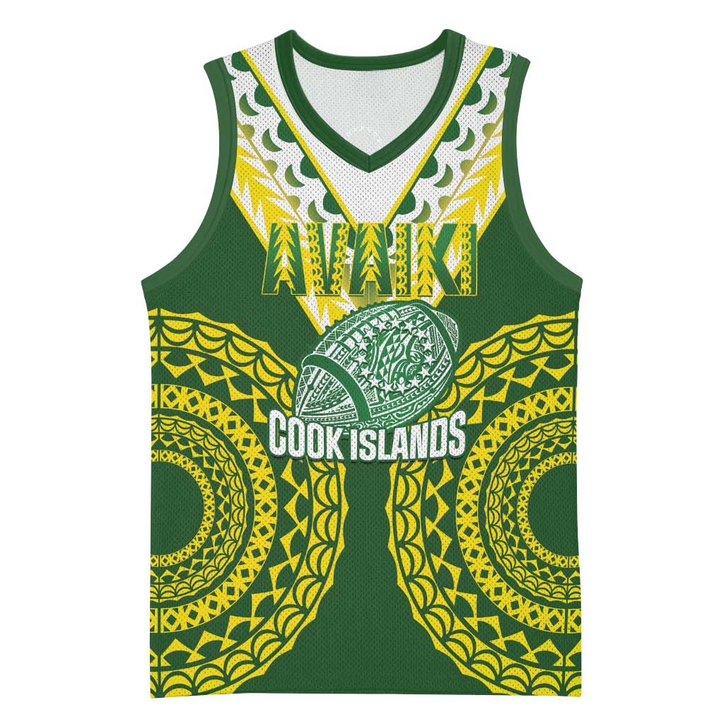 Custom Avaiki Cook Islands Rugby Basketball Jersey Kuki Airani Tatau Green - Polynesian Pride