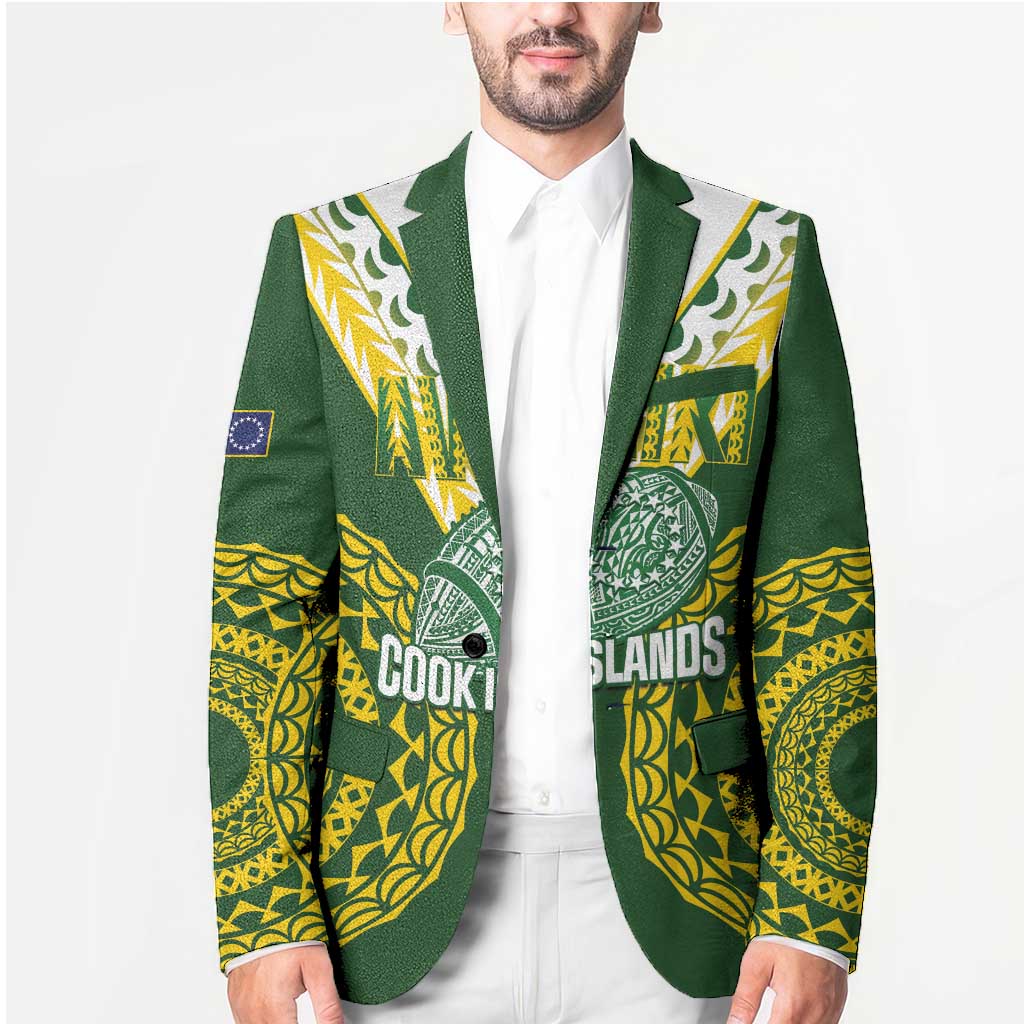 Custom Avaiki Cook Islands Rugby Blazer Kuki Airani Tatau Green LT14 - Polynesian Pride