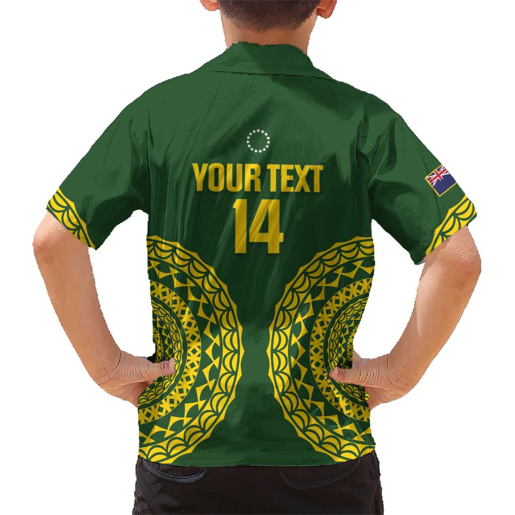 Custom Avaiki Cook Islands Rugby Family Matching Long Sleeve Bodycon Dress and Hawaiian Shirt Kuki Airani Tatau Green LT14 - Polynesian Pride