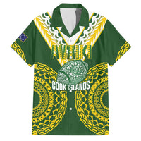 Custom Avaiki Cook Islands Rugby Family Matching Long Sleeve Bodycon Dress and Hawaiian Shirt Kuki Airani Tatau Green LT14 Dad's Shirt - Short Sleeve Green - Polynesian Pride