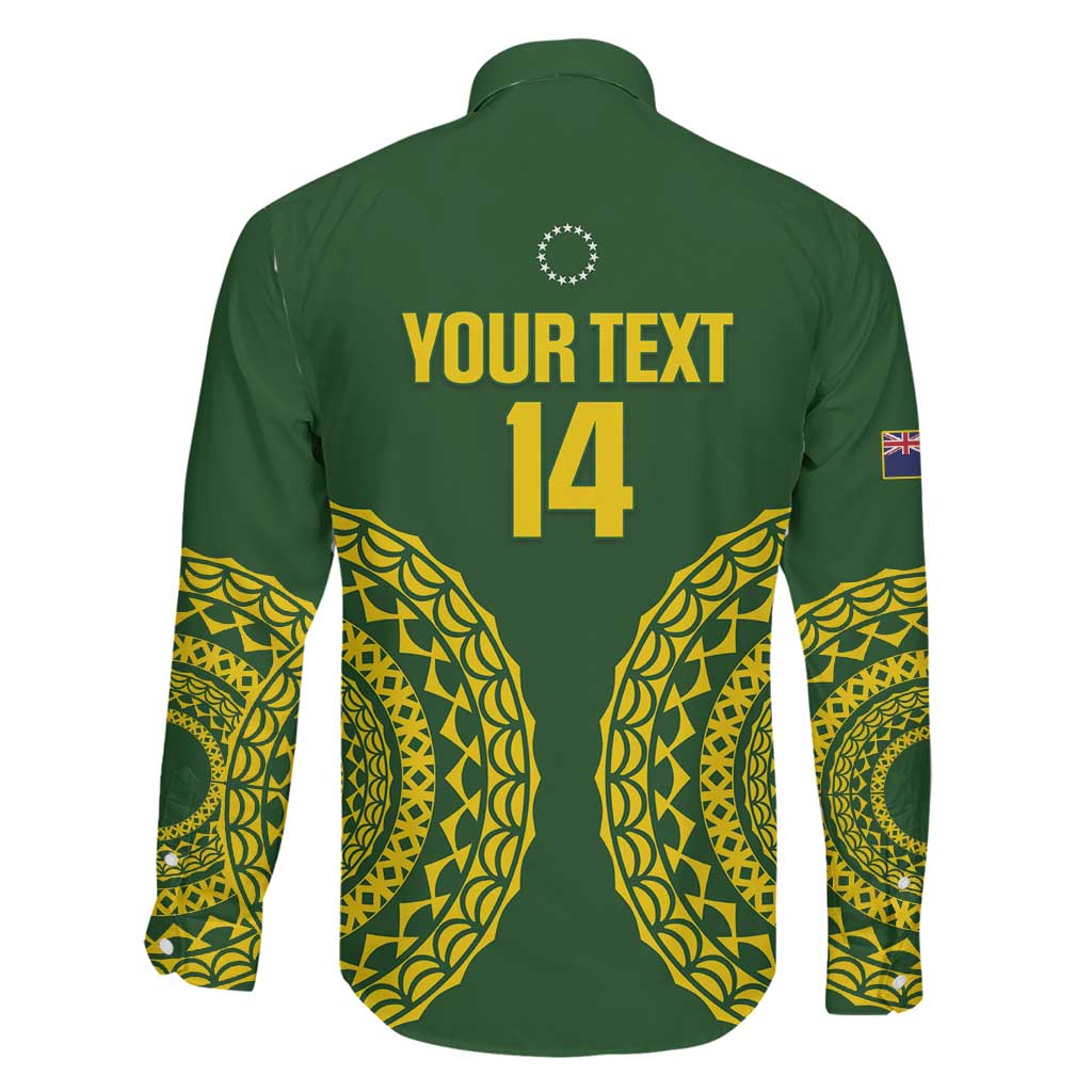 Custom Avaiki Cook Islands Rugby Family Matching Off Shoulder Maxi Dress and Hawaiian Shirt Kuki Airani Tatau Green LT14 - Polynesian Pride