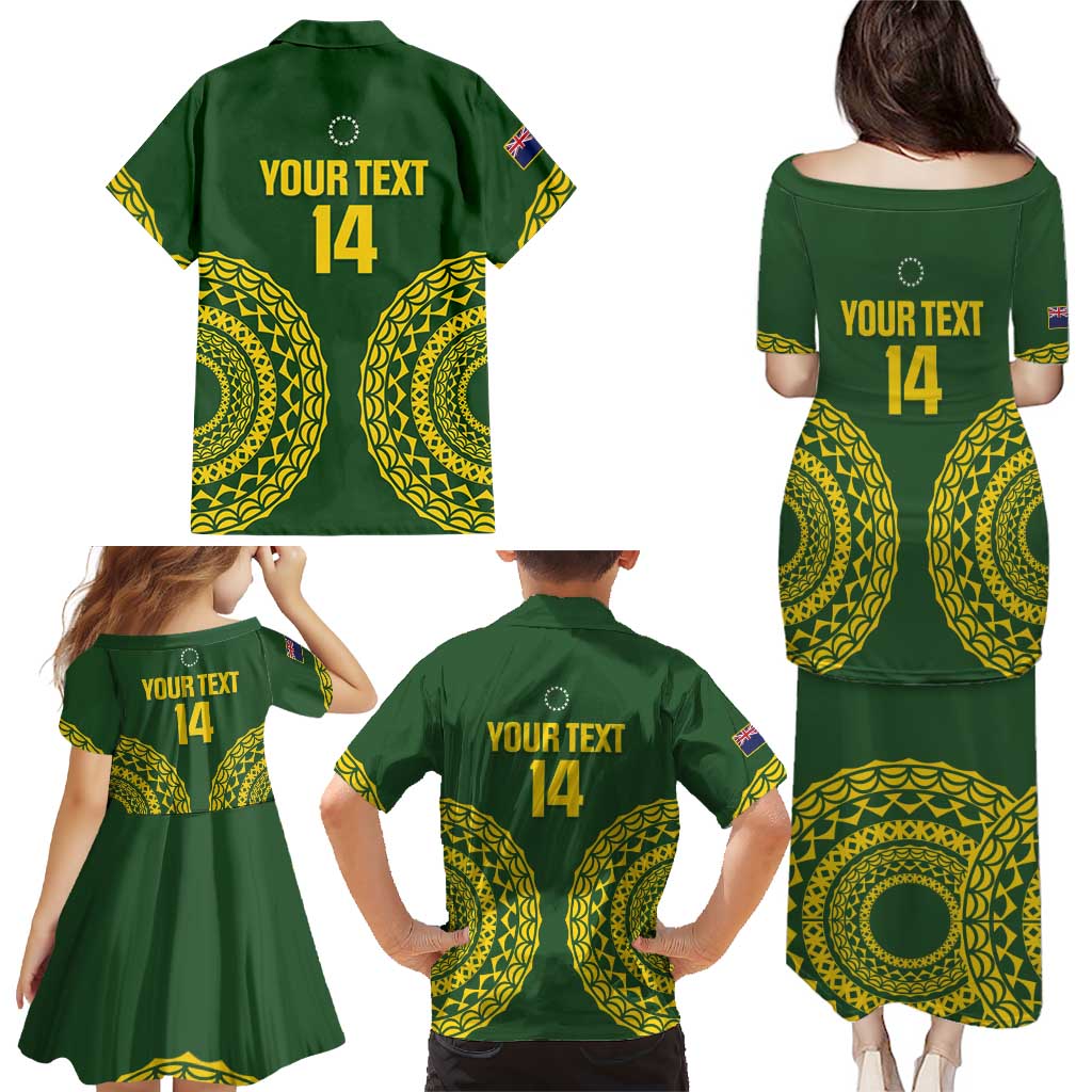 Custom Avaiki Cook Islands Rugby Family Matching Puletasi and Hawaiian Shirt Kuki Airani Tatau Green LT14 - Polynesian Pride
