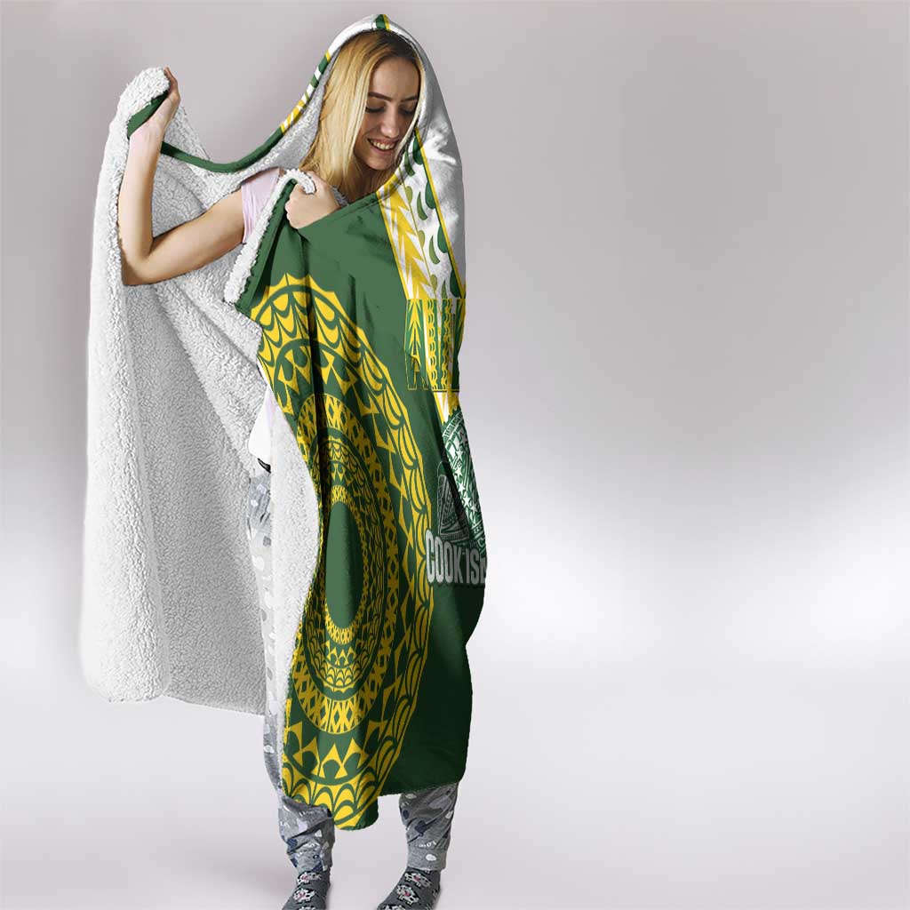 Avaiki Cook Islands Rugby Hooded Blanket Kuki Airani Tatau Green - Polynesian Pride