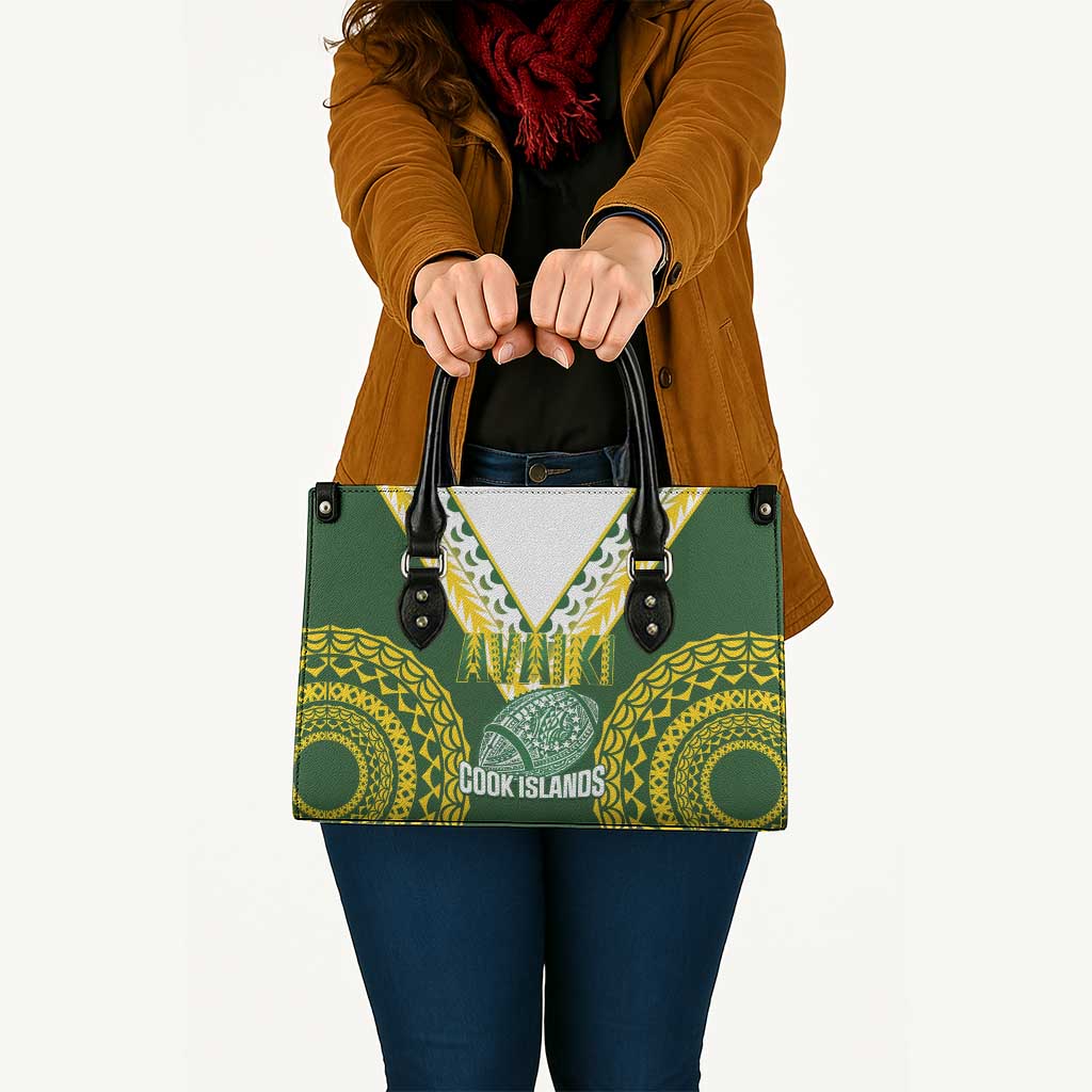 Avaiki Cook Islands Rugby Leather Bag Kuki Airani Tatau Green LT14 - Polynesian Pride