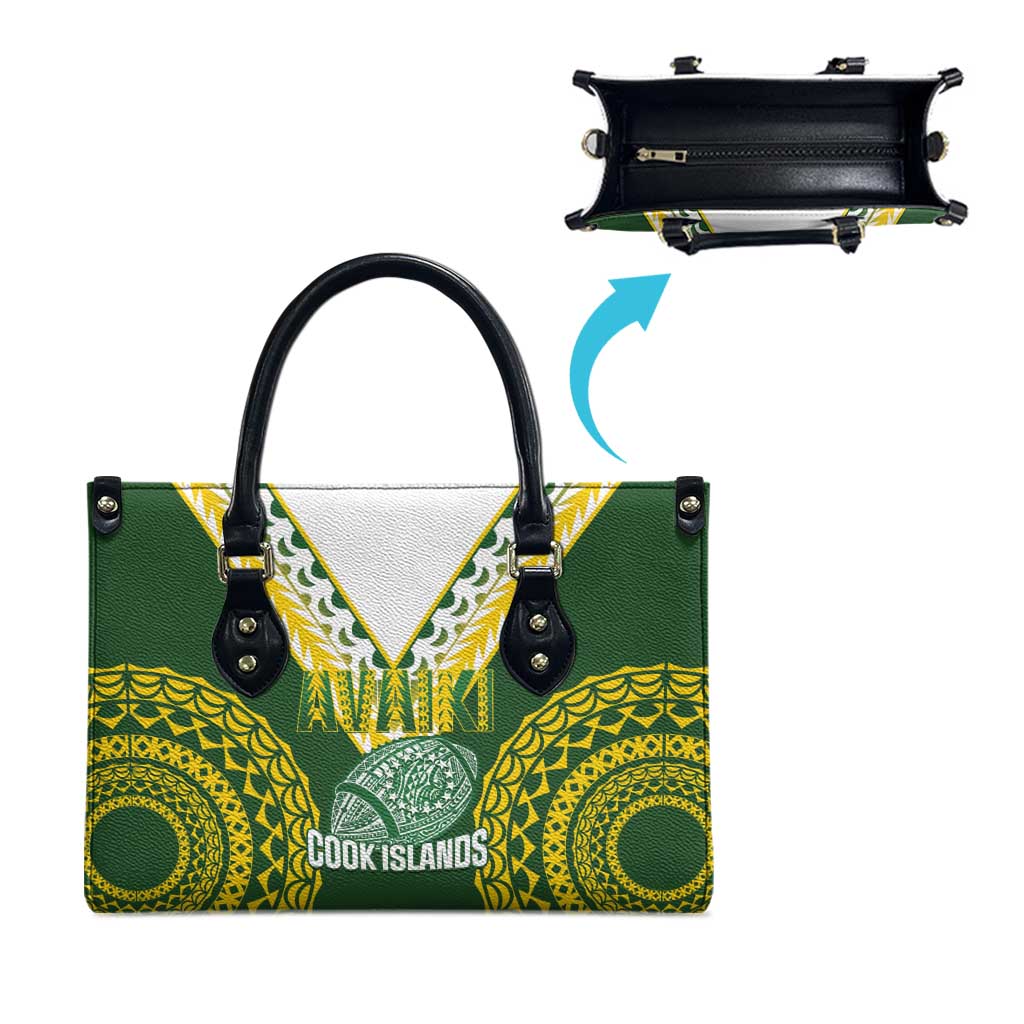 Avaiki Cook Islands Rugby Leather Bag Kuki Airani Tatau Green LT14 - Polynesian Pride