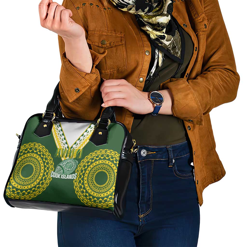 Avaiki Cook Islands Rugby Shoulder Handbag Kuki Airani Tatau Green - Polynesian Pride