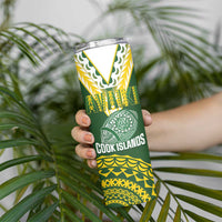 Custom Avaiki Cook Islands Rugby Skinny Tumbler Kuki Airani Tatau Green LT14 - Polynesian Pride