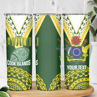Custom Avaiki Cook Islands Rugby Skinny Tumbler Kuki Airani Tatau Green LT14 - Polynesian Pride