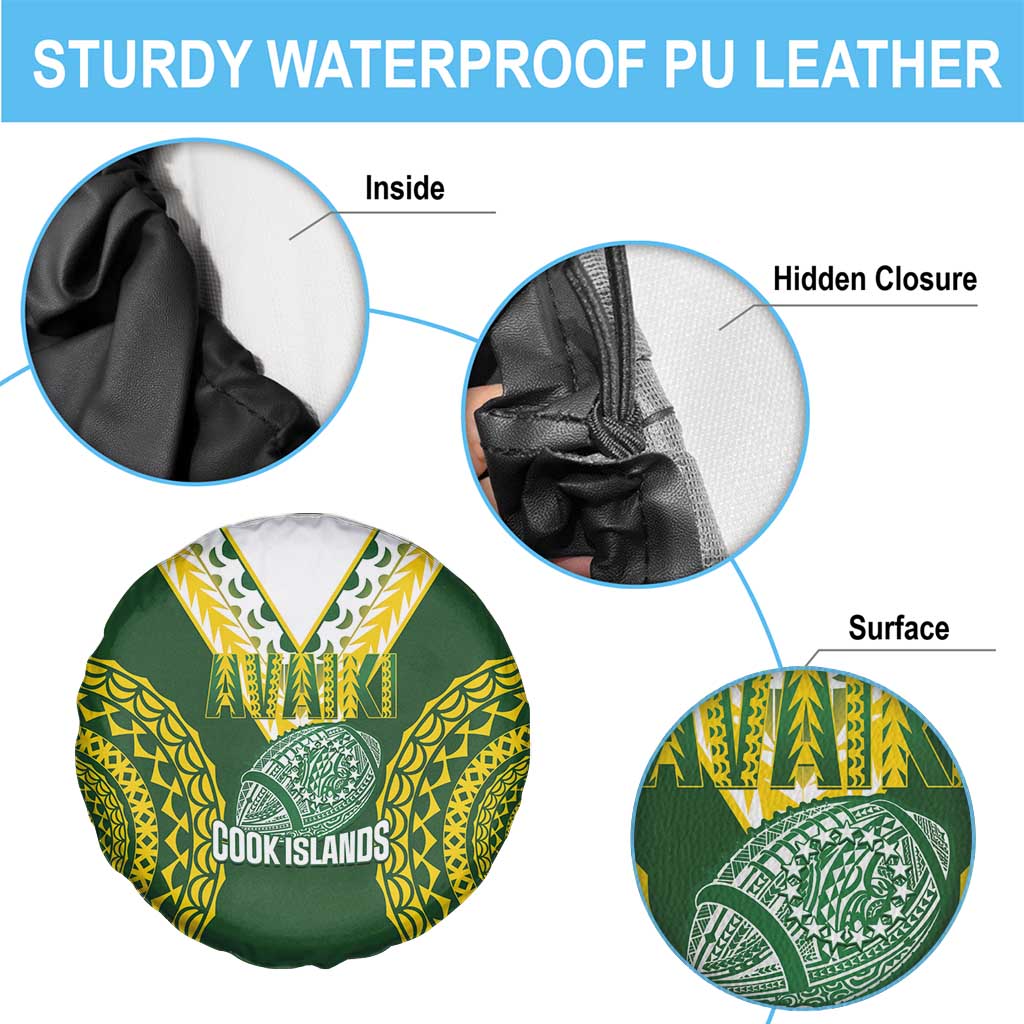Avaiki Cook Islands Rugby Spare Tire Cover Kuki Airani Tatau Green - Polynesian Pride