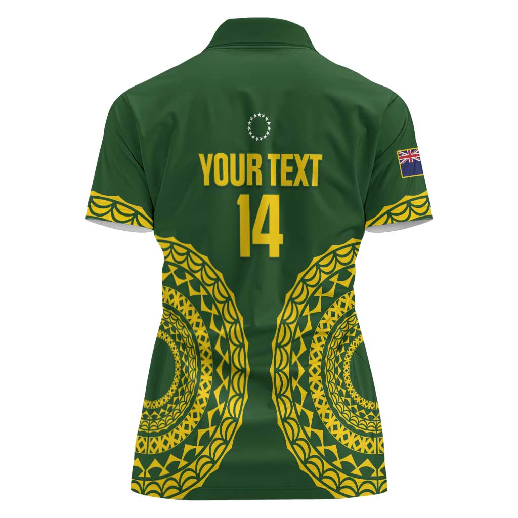 Custom Avaiki Cook Islands Rugby Women Polo Shirt Kuki Airani Tatau Green - Polynesian Pride