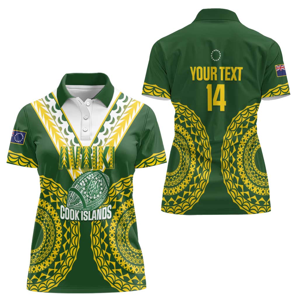 Custom Avaiki Cook Islands Rugby Women Polo Shirt Kuki Airani Tatau Green - Polynesian Pride