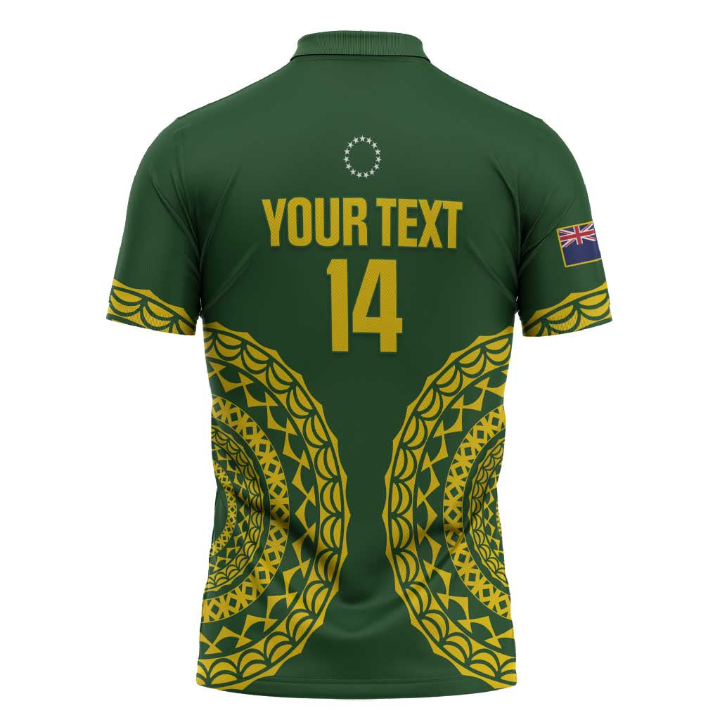 Custom Avaiki Cook Islands Rugby Zipper Polo Shirt Kuki Airani Tatau Green - Polynesian Pride