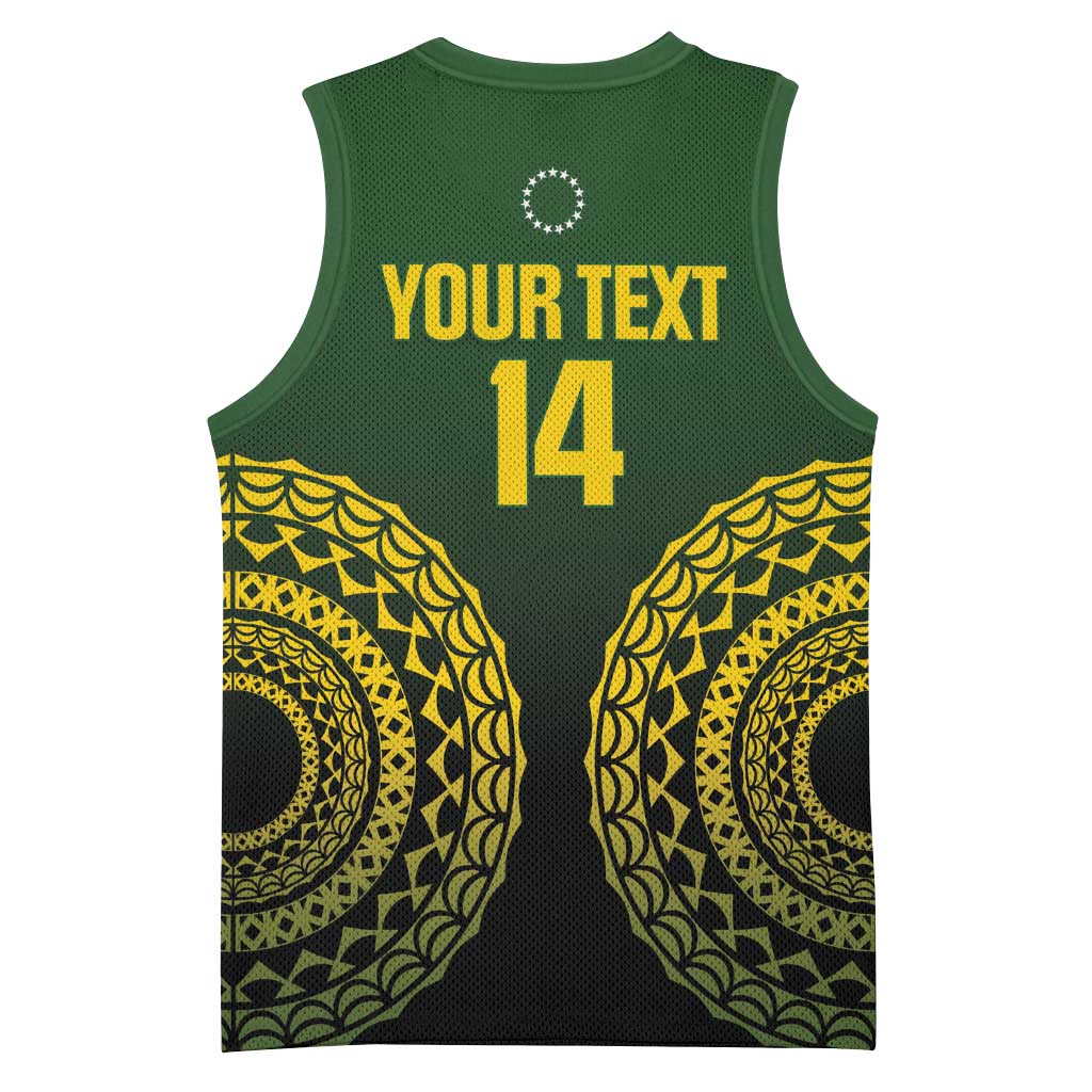 Custom Avaiki Cook Islands Rugby Basketball Jersey Kuki Airani Tatau Black - Polynesian Pride
