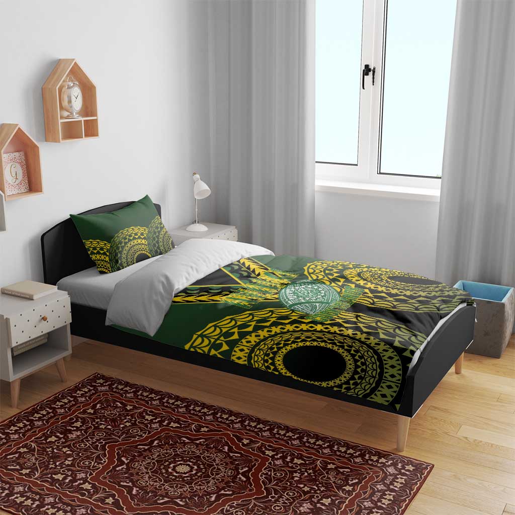 Avaiki Cook Islands Rugby Bedding Set Kuki Airani Tatau Black - Polynesian Pride