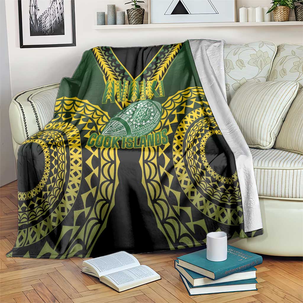 Avaiki Cook Islands Rugby Blanket Kuki Airani Tatau Black - Polynesian Pride