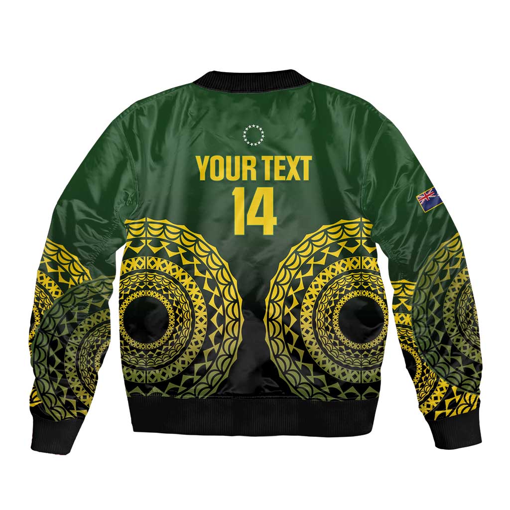 Custom Avaiki Cook Islands Rugby Bomber Jacket Kuki Airani Tatau Black - Polynesian Pride