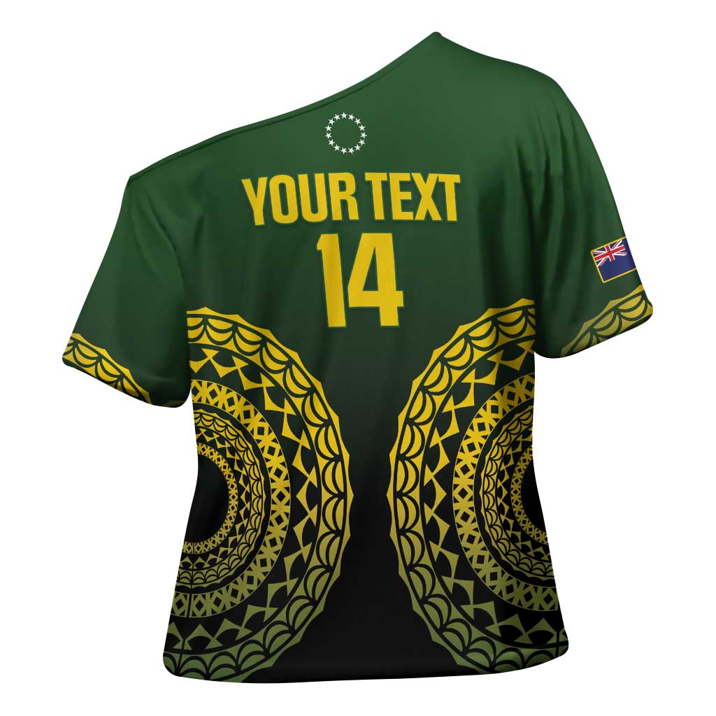 Custom Avaiki Cook Islands Rugby Cross Shoulder Shirt Kuki Airani Tatau Black - Polynesian Pride