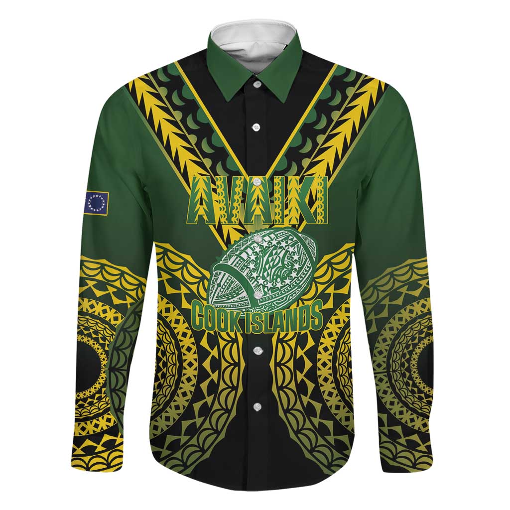 Custom Avaiki Cook Islands Rugby Family Matching Long Sleeve Bodycon Dress and Hawaiian Shirt Kuki Airani Tatau Black LT14 Dad's Shirt - Long Sleeve Black - Polynesian Pride