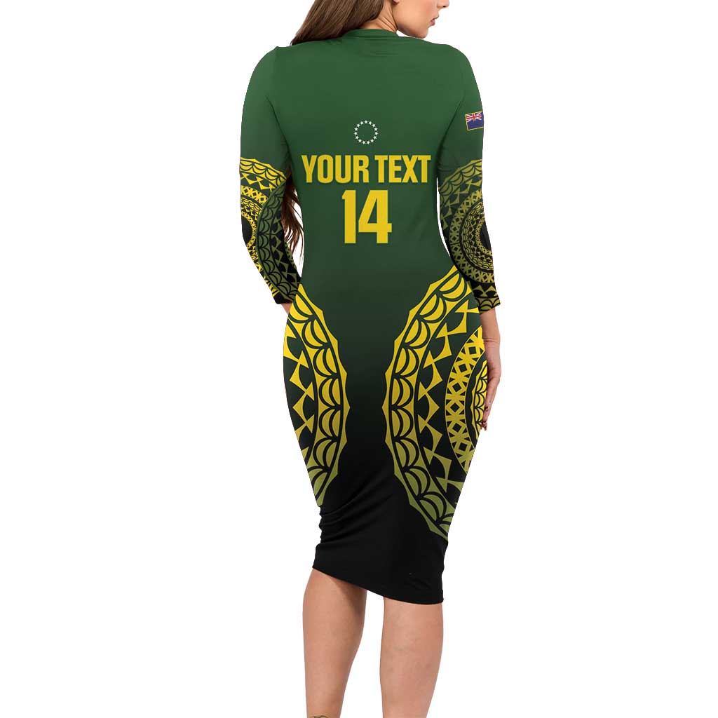 Custom Avaiki Cook Islands Rugby Family Matching Long Sleeve Bodycon Dress and Hawaiian Shirt Kuki Airani Tatau Black LT14 - Polynesian Pride