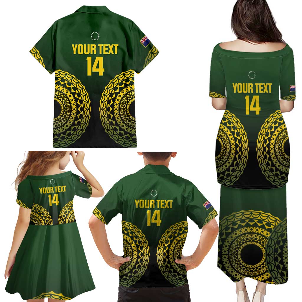 Custom Avaiki Cook Islands Rugby Family Matching Puletasi and Hawaiian Shirt Kuki Airani Tatau Black LT14 - Polynesian Pride