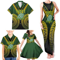 Custom Avaiki Cook Islands Rugby Family Matching Tank Maxi Dress and Hawaiian Shirt Kuki Airani Tatau Black LT14 - Polynesian Pride