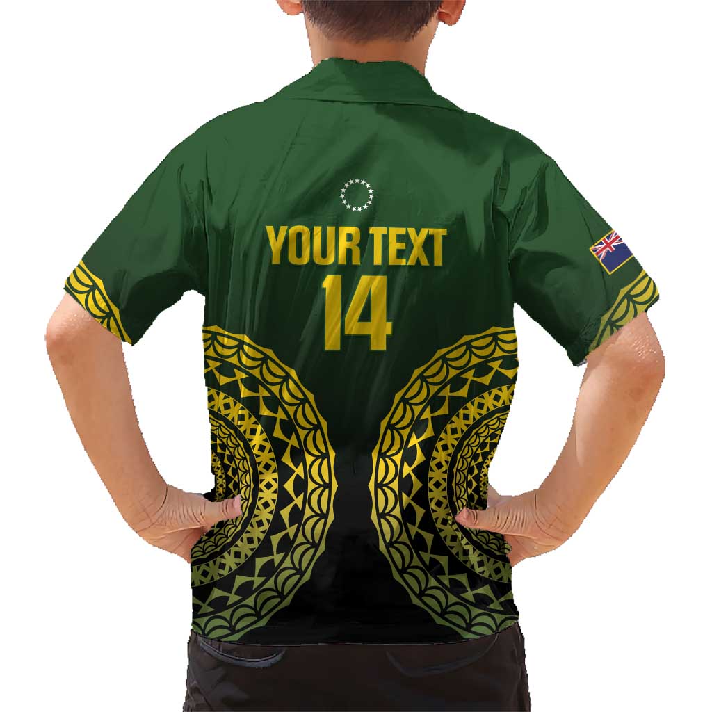 Custom Avaiki Cook Islands Rugby Kid Hawaiian Shirt Kuki Airani Tatau Black - Polynesian Pride