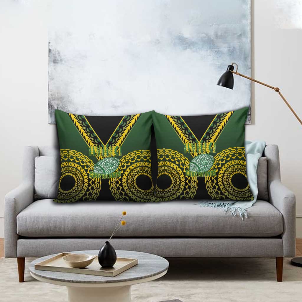 Avaiki Cook Islands Rugby Pillow Cover Kuki Airani Tatau Black - Polynesian Pride