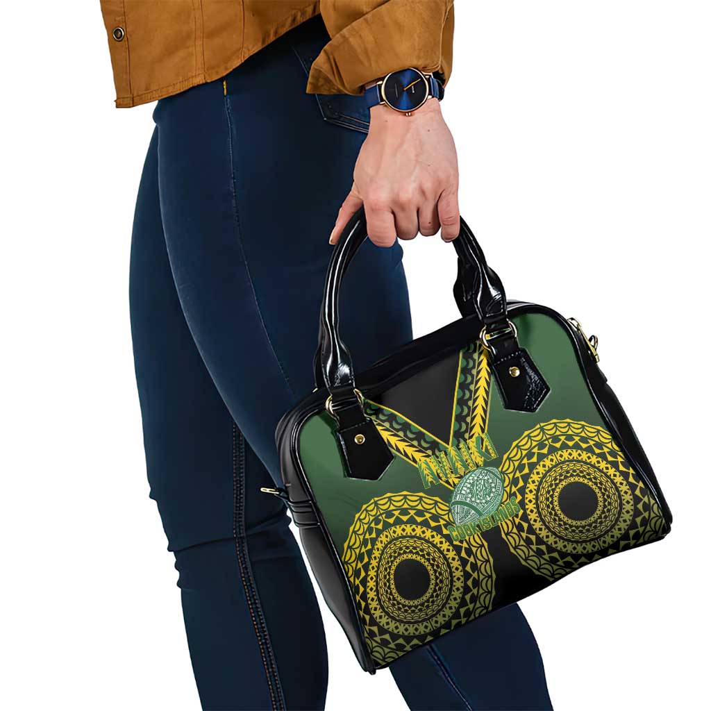 Avaiki Cook Islands Rugby Shoulder Handbag Kuki Airani Tatau Black - Polynesian Pride