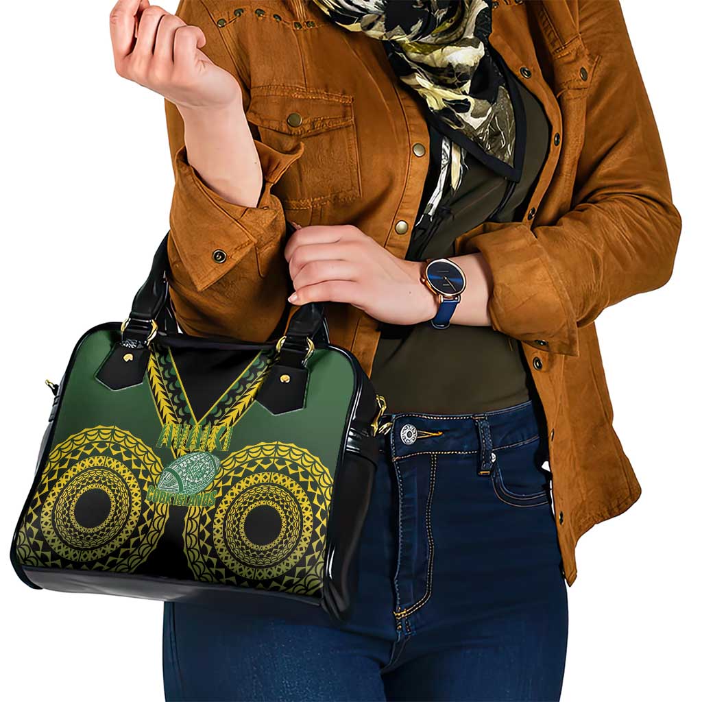 Avaiki Cook Islands Rugby Shoulder Handbag Kuki Airani Tatau Black - Polynesian Pride