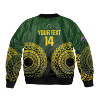 Custom Avaiki Cook Islands Rugby Sleeve Zip Bomber Jacket Kuki Airani Tatau Black LT14 - Polynesian Pride