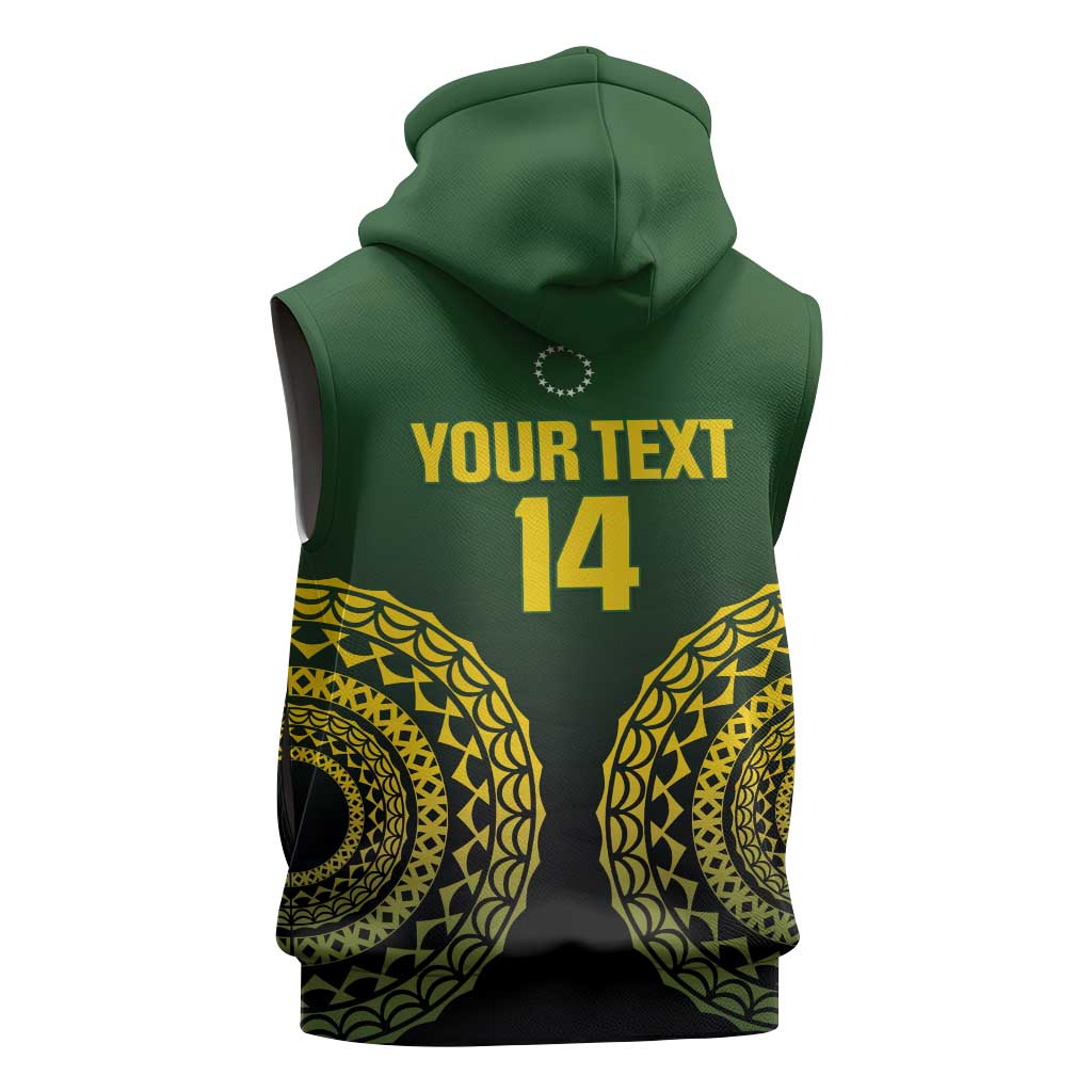 Custom Avaiki Cook Islands Rugby Sleeveless Hoodie Kuki Airani Tatau Black - Polynesian Pride