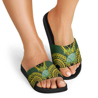 Avaiki Cook Islands Rugby Slide Sandals Kuki Airani Tatau Black - Polynesian Pride