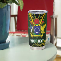 Custom Avaiki Cook Islands Rugby Tumbler Cup Kuki Airani Tatau Black - Polynesian Pride