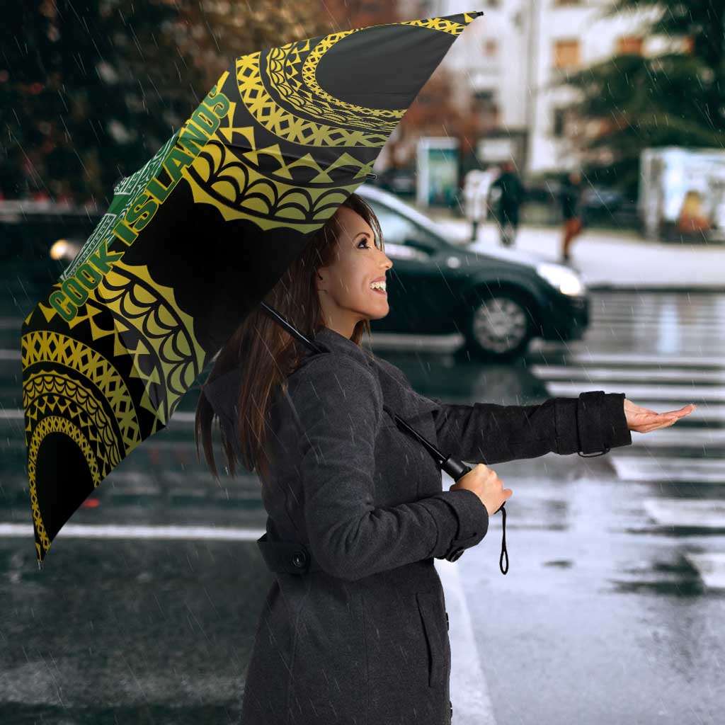 Avaiki Cook Islands Rugby Umbrella Kuki Airani Tatau Black - Polynesian Pride