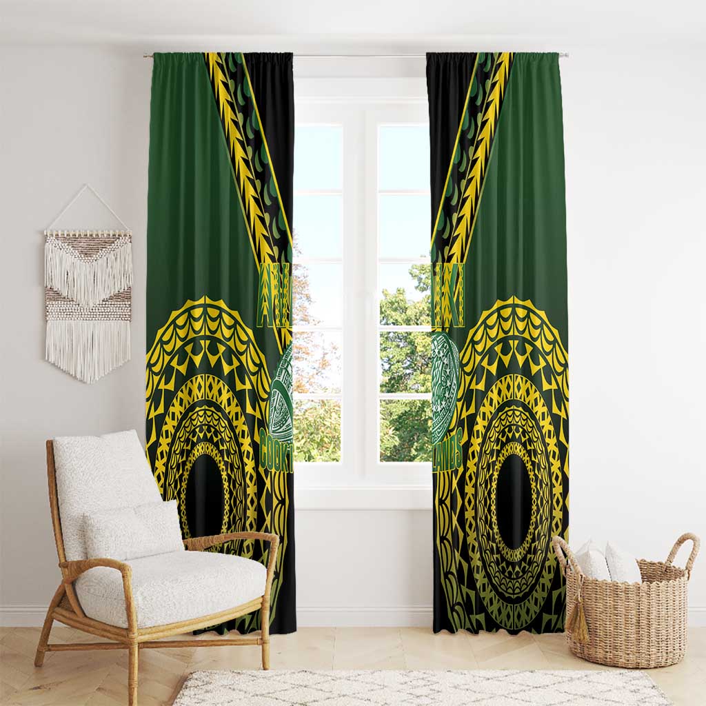 Avaiki Cook Islands Rugby Window Curtain Kuki Airani Tatau Black - Polynesian Pride