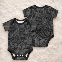 Polynesia Baby Onesie Polynesian Pattern Mix Plumeria Black