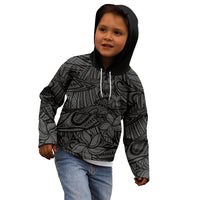 Polynesia Kid Hoodie Polynesian Pattern Mix Plumeria Black LT14 - Polynesian Pride