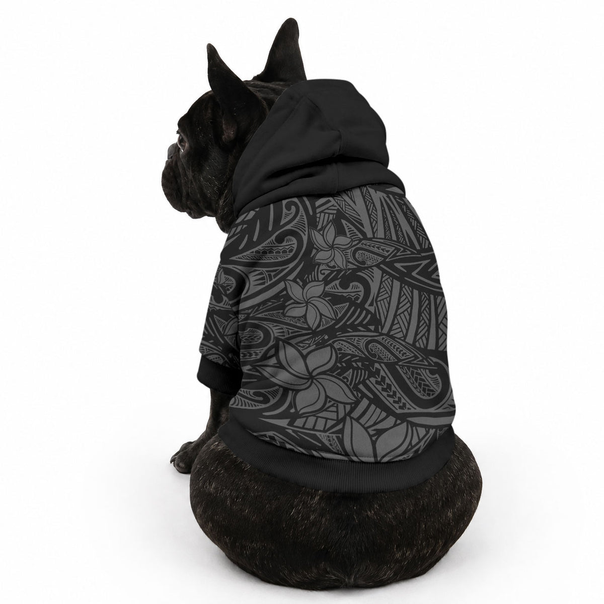 Polynesia Pet Hoodie Polynesian Pattern Mix Plumeria Black LT14 - Polynesian Pride