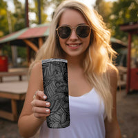 Polynesia Skinny Tumbler Polynesian Pattern Mix Plumeria Black