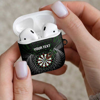 Personalised New Zealand Darts AirPods Case Dartboard Maori Fern Puhoro Art - Polynesian Pride