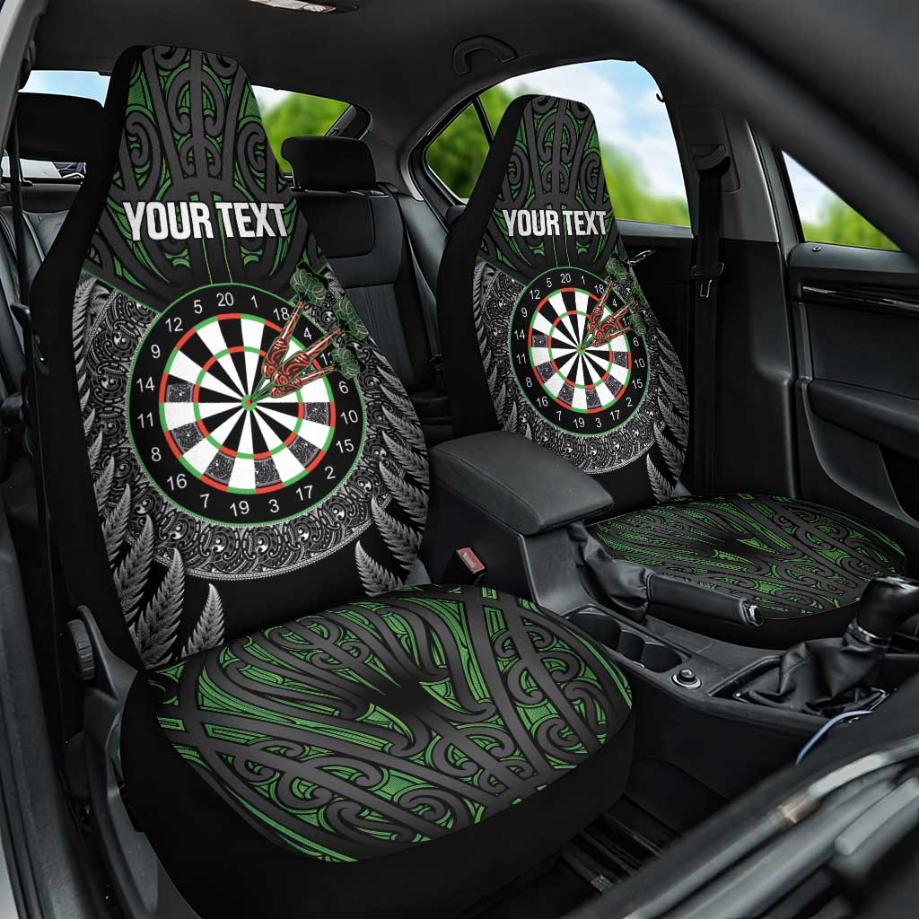 Personalised New Zealand Darts Car Seat Cover Dartboard Maori Fern Puhoro Art