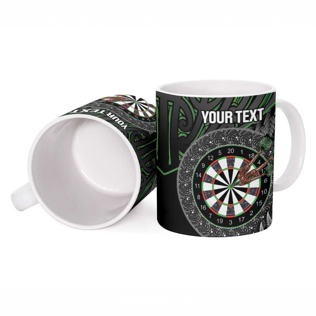 Personalised New Zealand Darts Ceramic Mug Dartboard Maori Fern Puhoro Art - Polynesian Pride