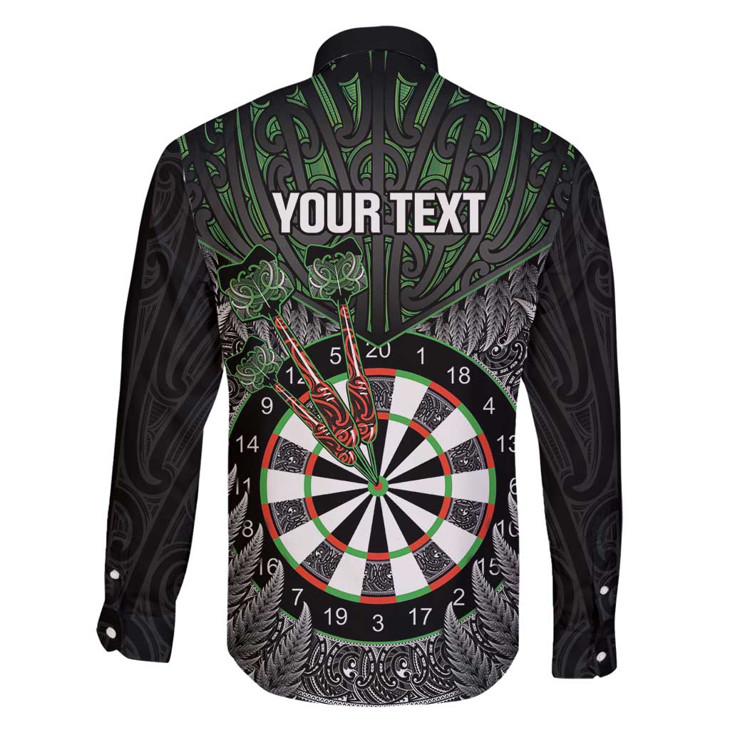 Personalised New Zealand Darts Family Matching Off Shoulder Maxi Dress and Hawaiian Shirt Dartboard Maori Fern Puhoro Art LT14 - Polynesian Pride