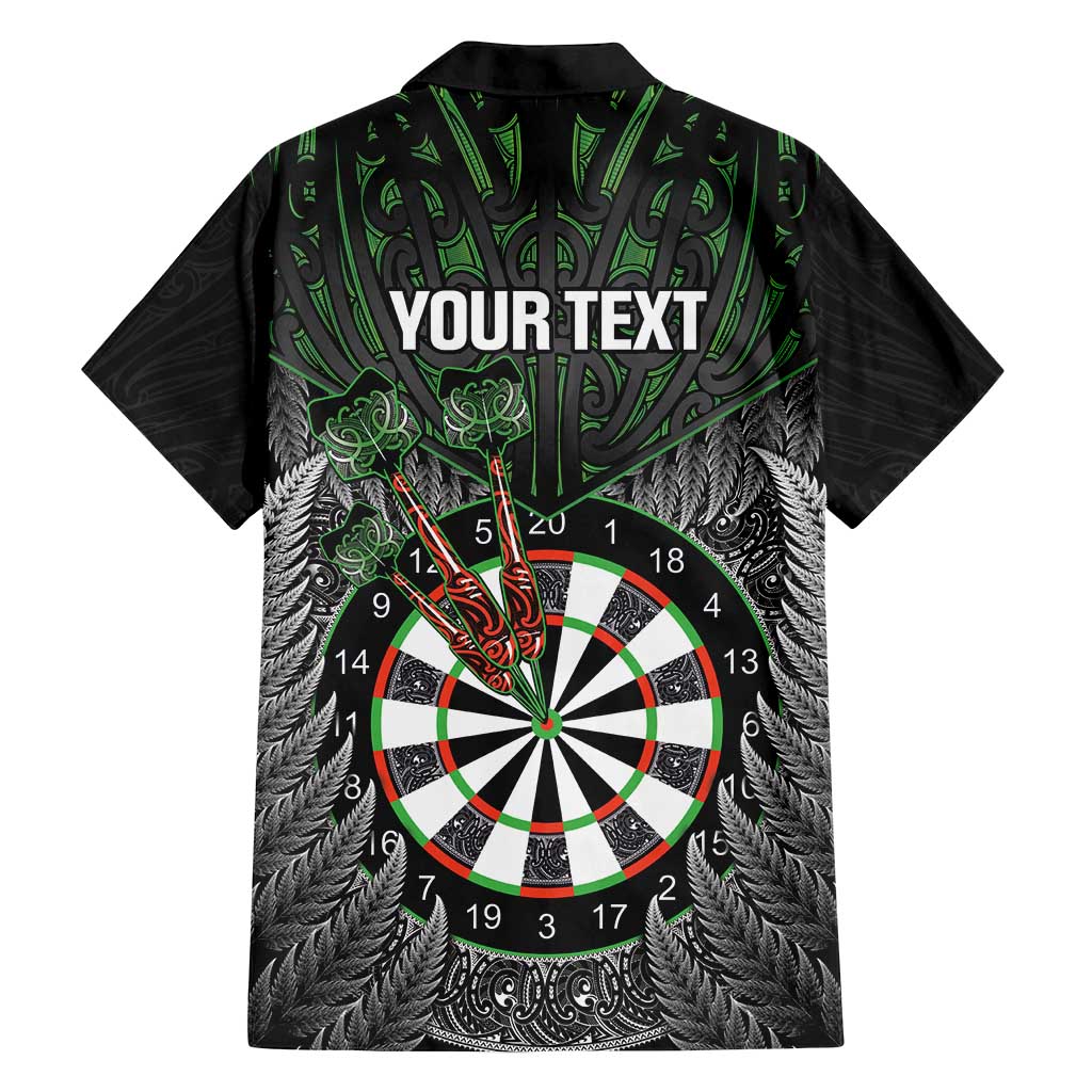 Personalised New Zealand Darts Family Matching Off Shoulder Short Dress and Hawaiian Shirt Dartboard Maori Fern Puhoro Art LT14 - Polynesian Pride